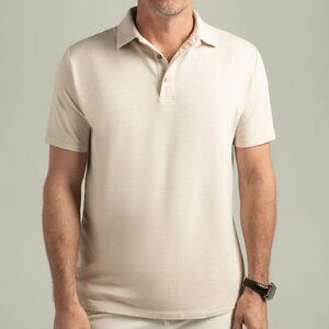 HyperNatural Tan/White Striped Pinehurst Classic Fit Jersey Polo